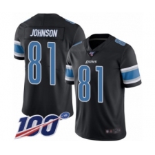 Men's Detroit Lions #81 Calvin Johnson Limited Black Rush Vapor Untouchable 100th Season Football Jersey