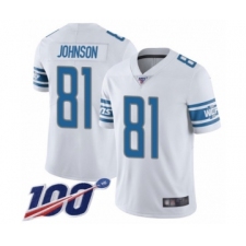 Men's Detroit Lions #81 Calvin Johnson White Vapor Untouchable Limited Player 100th Season Football Jersey