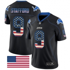 Men's Nike Detroit Lions #9 Matthew Stafford Limited Black Rush USA Flag NFL Jersey