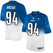 Men's Nike Detroit Lions #94 Ziggy Ansah Elite Light Blue/White Fadeaway NFL Jersey