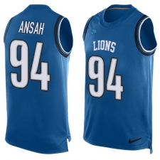 Men's Nike Detroit Lions #94 Ziggy Ansah Limited Light Blue Player Name & Number Tank Top NFL Jersey