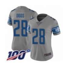 Women's Detroit Lions #28 Quandre Diggs Limited Gray Inverted Legend 100th Season Football Jersey