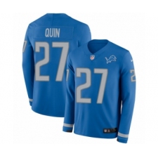 Men's Nike Detroit Lions #27 Glover Quin Limited Blue Therma Long Sleeve NFL Jersey