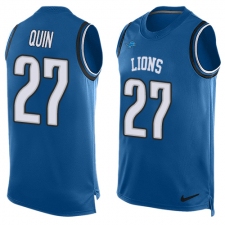 Men's Nike Detroit Lions #27 Glover Quin Limited Light Blue Player Name & Number Tank Top NFL Jersey