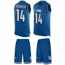 Men's Nike Detroit Lions #14 Jake Rudock Limited Light Blue Tank Top Suit NFL Jersey