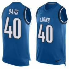 Men's Nike Detroit Lions #40 Jarrad Davis Limited Light Blue Player Name & Number Tank Top NFL Jersey