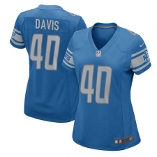 Women's Nike Detroit Lions #40 Jarrad Davis Game Light Blue Team Color NFL Jersey