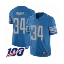 Men's Detroit Lions #34 Zach Zenner Blue Team Color Vapor Untouchable Limited Player 100th Season Football Jersey