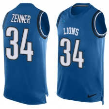 Men's Nike Detroit Lions #34 Zach Zenner Limited Light Blue Player Name & Number Tank Top NFL Jersey