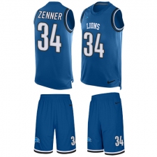 Men's Nike Detroit Lions #34 Zach Zenner Limited Light Blue Tank Top Suit NFL Jersey