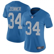 Women's Nike Detroit Lions #34 Zach Zenner Elite Blue Alternate NFL Jersey