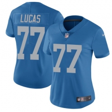 Women's Nike Detroit Lions #77 Cornelius Lucas Elite Blue Alternate NFL Jersey