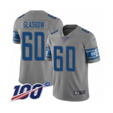 Men's Detroit Lions #60 Graham Glasgow Limited Gray Inverted Legend 100th Season Football Jersey