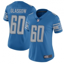 Women's Nike Detroit Lions #60 Graham Glasgow Elite Light Blue Team Color NFL Jersey