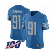Men's Detroit Lions #91 A'Shawn Robinson Blue Team Color Vapor Untouchable Limited Player 100th Season Football Jersey