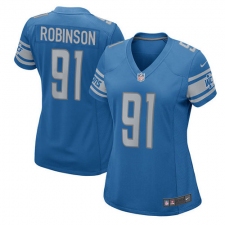 Women's Nike Detroit Lions #91 A'Shawn Robinson Game Light Blue Team Color NFL Jersey
