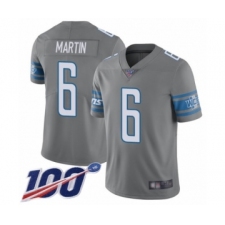 Men's Detroit Lions #6 Sam Martin Limited Steel Rush Vapor Untouchable 100th Season Football Jersey