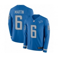 Men's Nike Detroit Lions #6 Sam Martin Limited Blue Therma Long Sleeve NFL Jersey