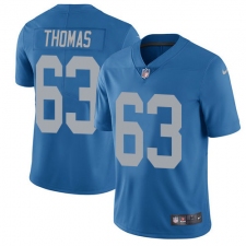 Men's Nike Detroit Lions #63 Brandon Thomas Elite Blue Alternate NFL Jersey