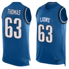 Men's Nike Detroit Lions #63 Brandon Thomas Limited Light Blue Player Name & Number Tank Top NFL Jersey
