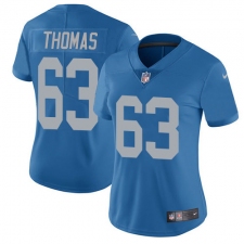 Women's Nike Detroit Lions #63 Brandon Thomas Limited Blue Alternate Vapor Untouchable NFL Jersey