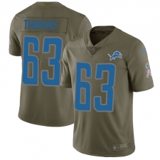 Youth Nike Detroit Lions #63 Brandon Thomas Limited Olive 2017 Salute to Service NFL Jersey