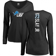 NFL Women's Nike Detroit Lions #23 Darius Slay Jr Black Backer Long Sleeve T-Shirt