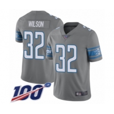 Men's Detroit Lions #32 Tavon Wilson Limited Steel Rush Vapor Untouchable 100th Season Football Jersey