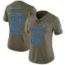 Women's Nike Detroit Lions #32 Tavon Wilson Limited Olive 2017 Salute to Service NFL Jersey