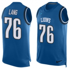 Men's Nike Detroit Lions #76 T.J. Lang Limited Light Blue Player Name & Number Tank Top NFL Jersey