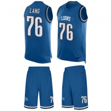 Men's Nike Detroit Lions #76 T.J. Lang Limited Light Blue Tank Top Suit NFL Jersey