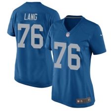Women's Nike Detroit Lions #76 T.J. Lang Game Blue Alternate NFL Jersey