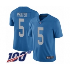 Men's Detroit Lions #5 Matt Prater Blue Alternate Vapor Untouchable Limited Player 100th Season Football Jersey