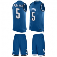 Men's Nike Detroit Lions #5 Matt Prater Limited Light Blue Tank Top Suit NFL Jersey