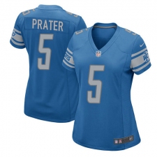 Women's Nike Detroit Lions #5 Matt Prater Game Light Blue Team Color NFL Jersey