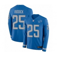 Men's Nike Detroit Lions #25 Theo Riddick Limited Blue Therma Long Sleeve NFL Jersey