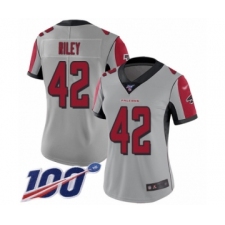 Women's Atlanta Falcons #42 Duke Riley Limited Silver Inverted Legend 100th Season Football Jersey