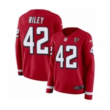 Women's Nike Atlanta Falcons #42 Duke Riley Limited Red Therma Long Sleeve NFL Jersey