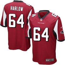 Men's Nike Atlanta Falcons #64 Sean Harlow Game Red Team Color NFL Jersey