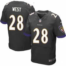 Men's Nike Baltimore Ravens #28 Terrance West Elite Black Alternate NFL Jersey