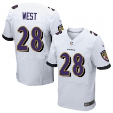 Men's Nike Baltimore Ravens #28 Terrance West Elite White NFL Jersey