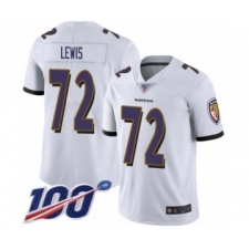 Men's Baltimore Ravens #72 Alex Lewis White Vapor Untouchable Limited Player 100th Season Football Jersey