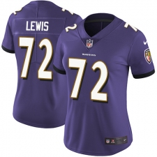 Women's Nike Baltimore Ravens #72 Alex Lewis Elite Purple Team Color NFL Jersey
