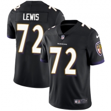 Youth Nike Baltimore Ravens #72 Alex Lewis Black Alternate Vapor Untouchable Limited Player NFL Jersey