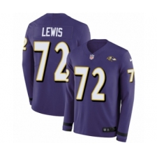 Youth Nike Baltimore Ravens #72 Alex Lewis Limited Purple Therma Long Sleeve NFL Jersey