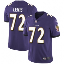 Youth Nike Baltimore Ravens #72 Alex Lewis Purple Team Color Vapor Untouchable Limited Player NFL Jersey