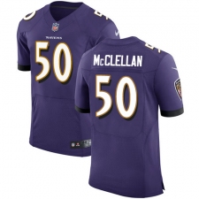 Men's Nike Baltimore Ravens #50 Albert McClellan Elite Purple Team Color NFL Jersey