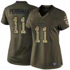 Women's Nike Baltimore Ravens #11 Breshad Perriman Elite Green Salute to Service NFL Jersey