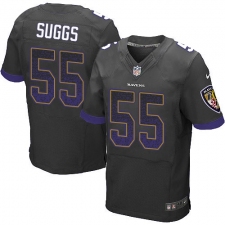 Men's Nike Baltimore Ravens #55 Terrell Suggs Elite Black Alternate Drift Fashion NFL Jersey