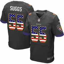 Men's Nike Baltimore Ravens #55 Terrell Suggs Elite Black Alternate USA Flag Fashion NFL Jersey